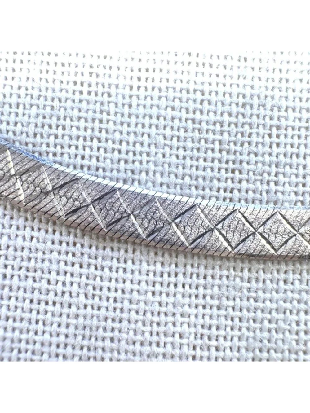 Engraved Herringbone Chain Necklace Sterling Silver 925 Size 18.25